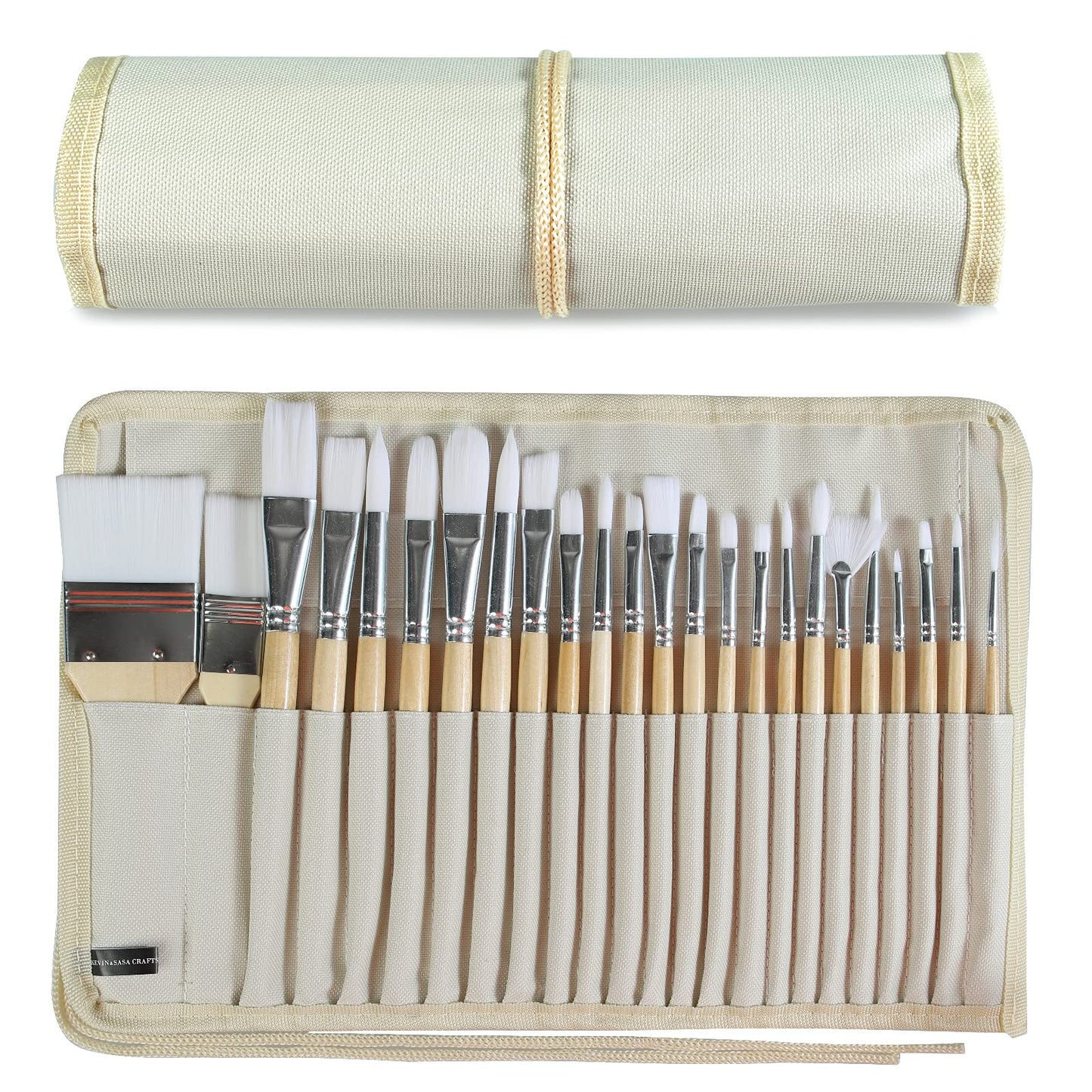 Paint Brushes Set of 24 Pieces Wooden Handles