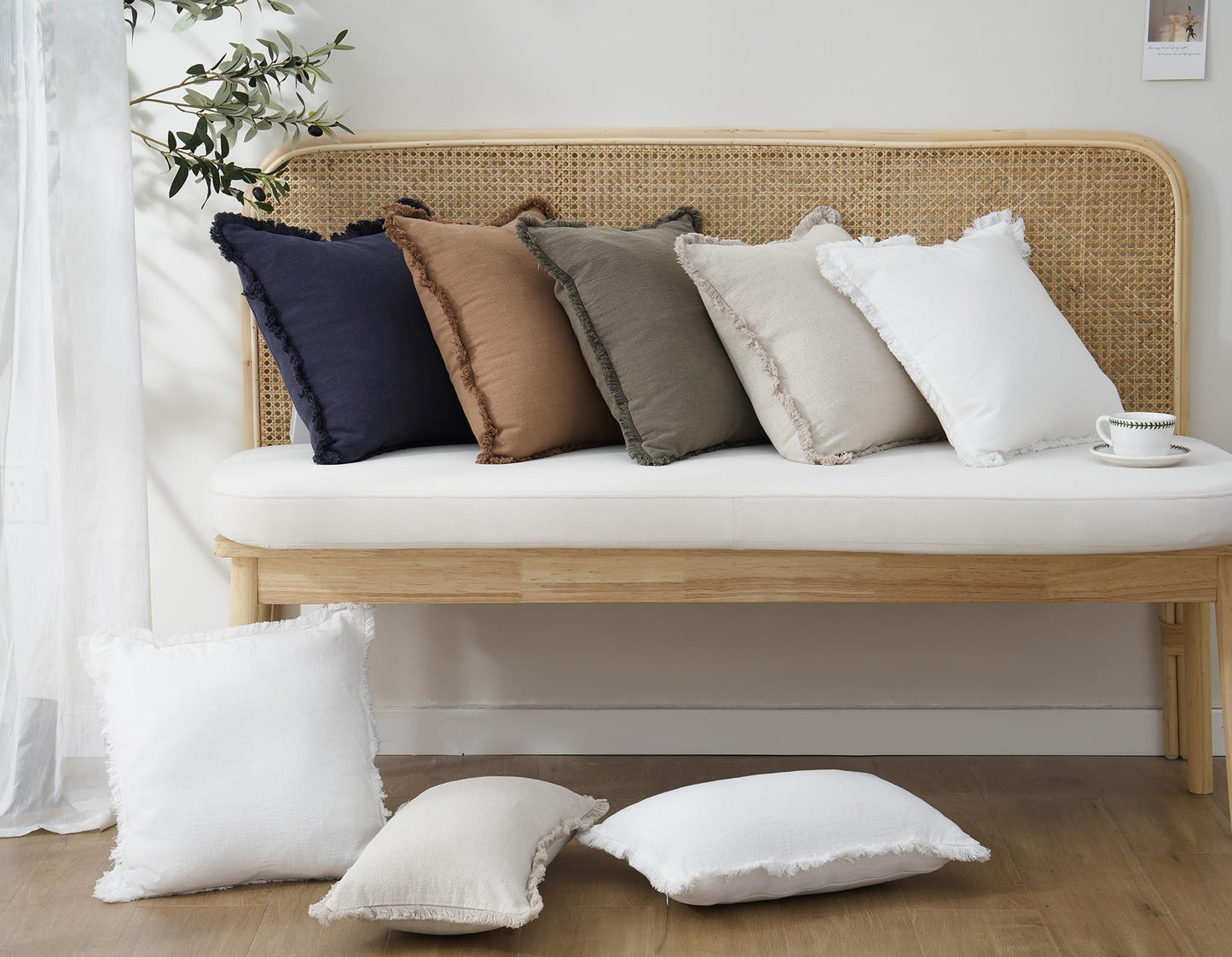 Linen Fringe Throw Pillow Covers
