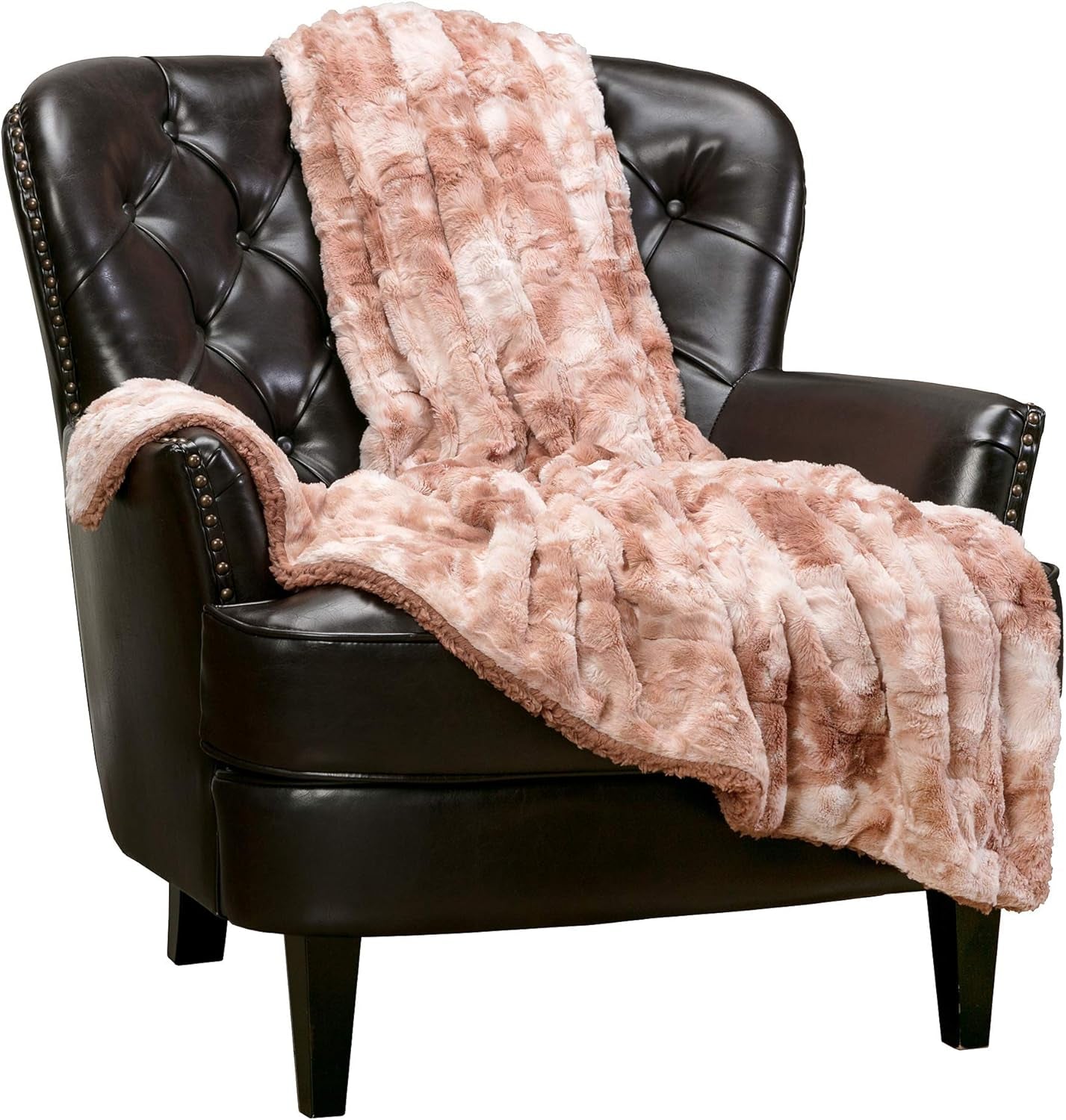 Chanasya Premium Wolf Faux Fur Throw Blanket - Soft, Fuzzy Sherpa & Minky Throw Blanket - for Bed or Couch - 60" X 70” - White