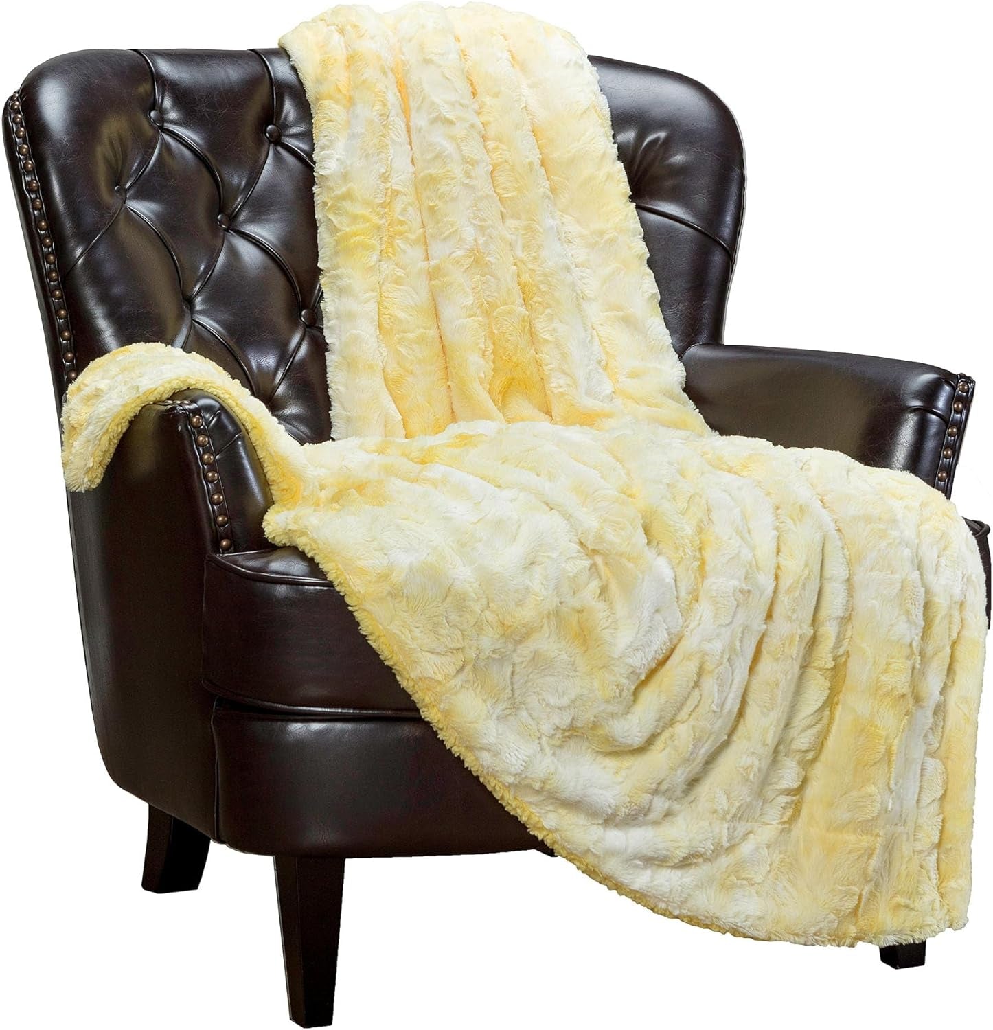 Chanasya Premium Wolf Faux Fur Throw Blanket - Soft, Fuzzy Sherpa & Minky Throw Blanket - for Bed or Couch - 60" X 70” - White