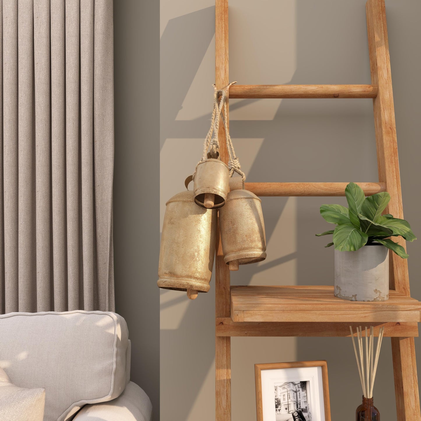 Gold Metal Inspired Decorative Cow Bells