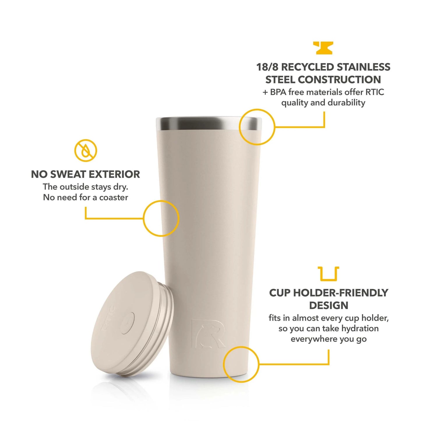 28 Oz Ceramic Lined Everyday Tumbler, Spill-Resistant Straw Lid, Beach