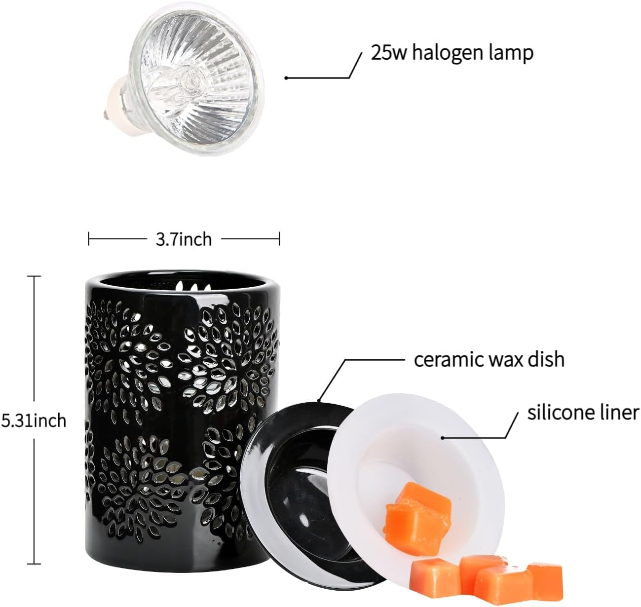 ASAWASA Ceramic Wax Melt Warmer with Timer and Silicone Dish,Candle Wax Warmer for Scented Wax & Essential Oils,Ideal Gift for Home Office Kitchen(Long White)