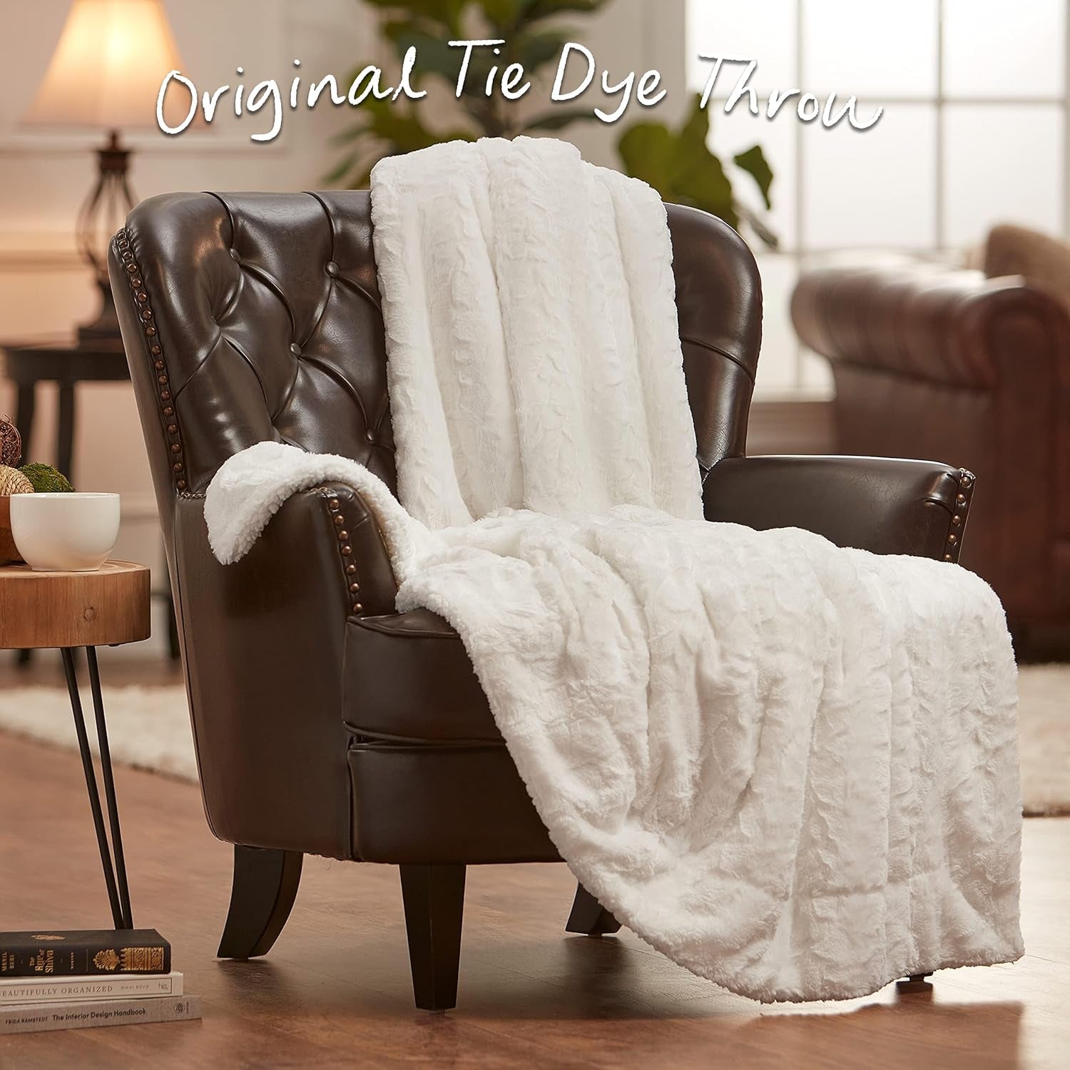 Chanasya Premium Wolf Faux Fur Throw Blanket - Soft, Fuzzy Sherpa & Minky Throw Blanket - for Bed or Couch - 60" X 70” - White
