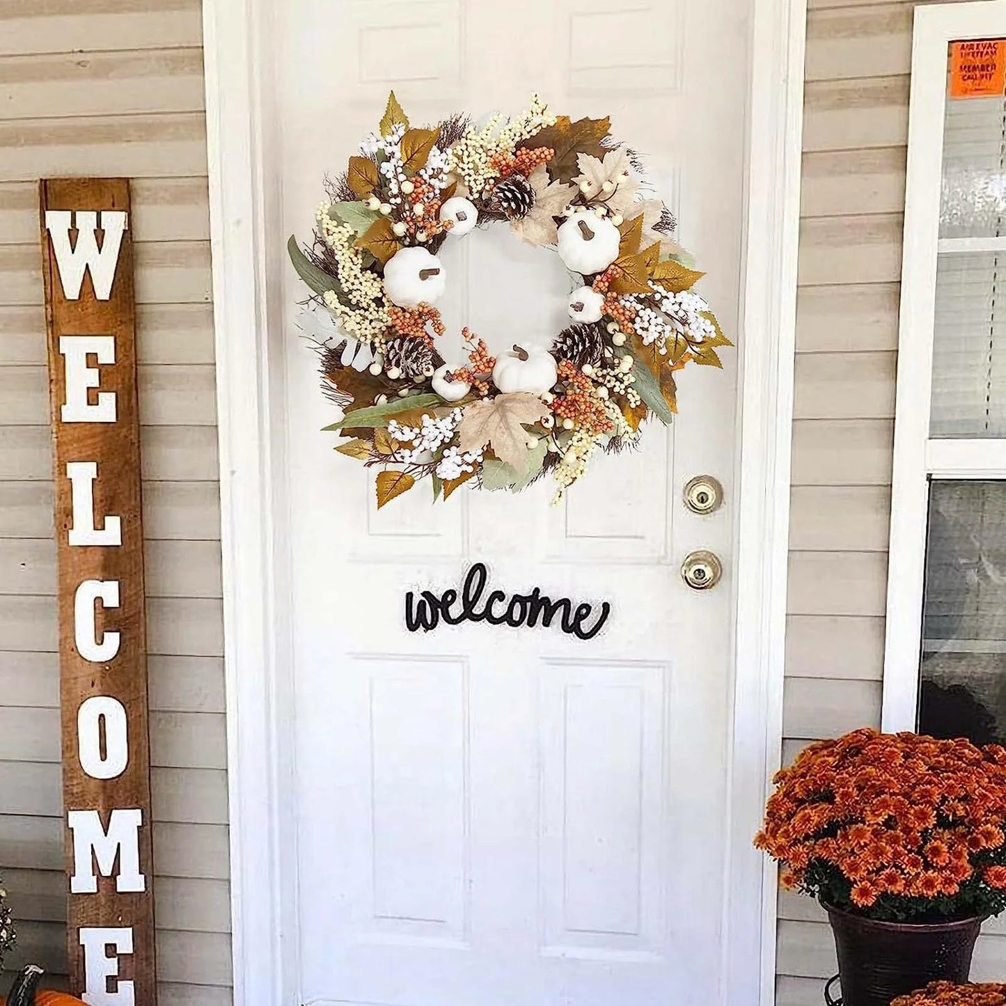 Clearance Sale!  Fall Decor Fall Wreaths for Front Door 18 Autumn Pumpkin Berry Wreath Fall Decorations for Thanksgiving Halloween Farmhouse Outdoor, Halloween Wreath, Wreath*1