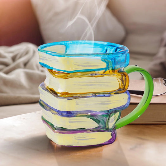 Painted Book Mug,Stackable Handmade Coffee Mugs, 3D Painted Book Mug for Hot or Cold Brews,Coffee Cup Collection Gifts for Literature Lovers