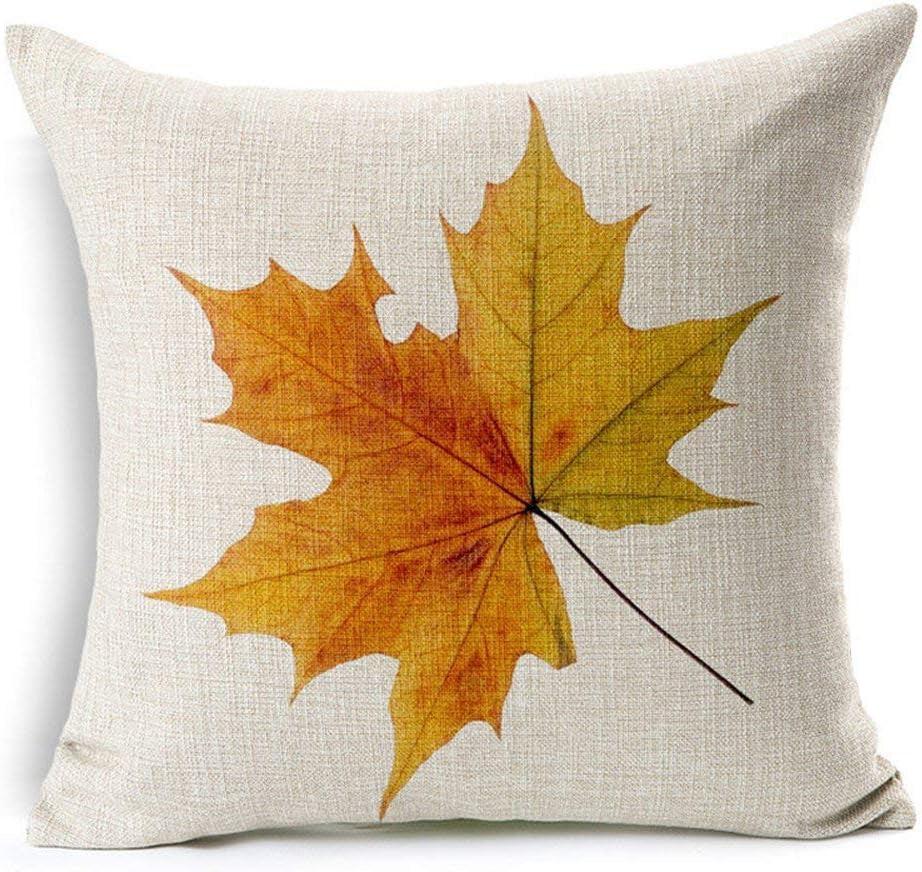 Fall Decor Cotton Linen Leaves,Maple Leaf Autumn Decorations Cushion Covers 18 X 18 Inch Sofa Home Decor Throw Pillow Case for Bed Pillow Covers Set of 4
