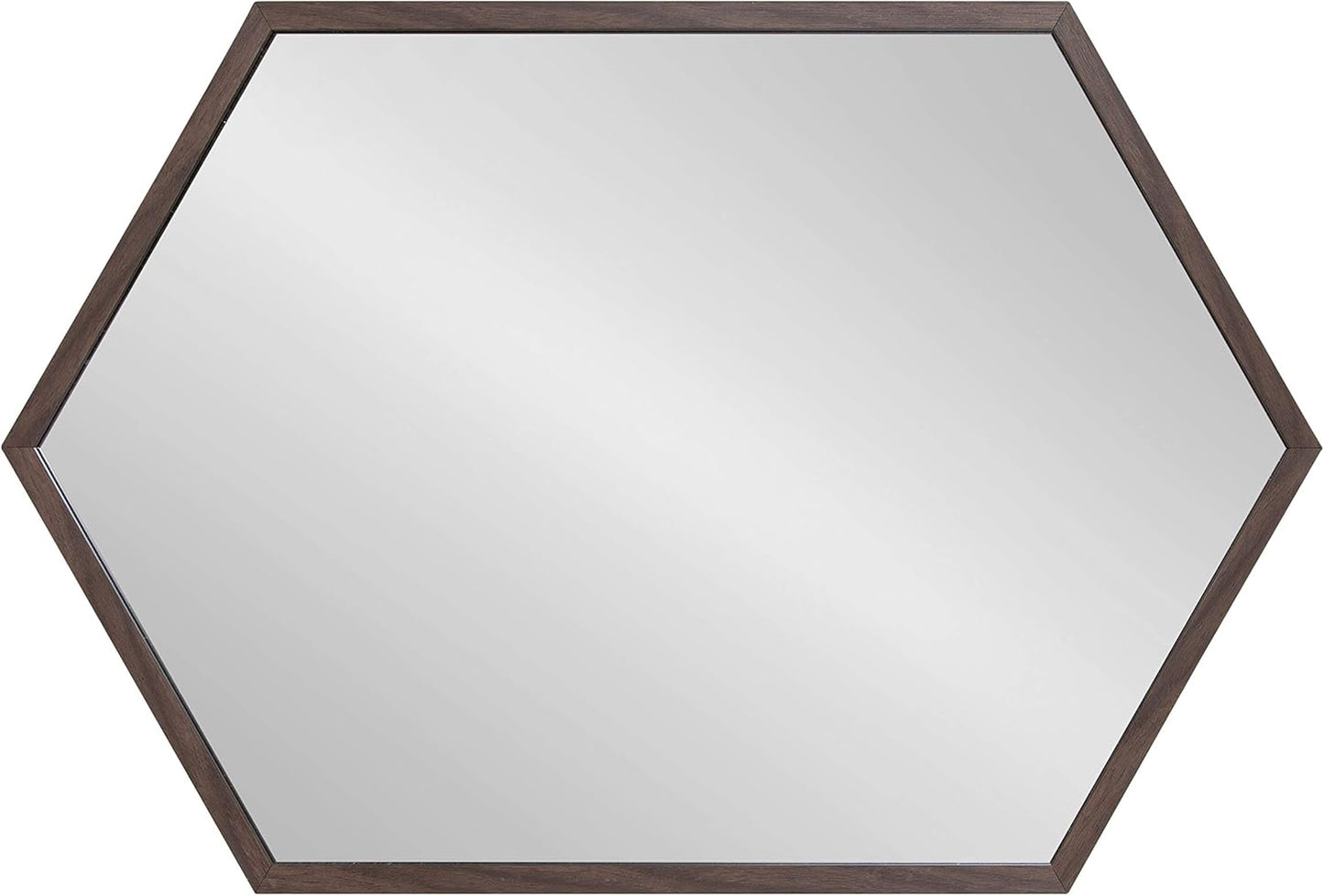 Kate and Laurel Laverty Modern Oblong Hexagon Mirror, 24 X 36, Walnut Brown, Geometric Wall Decor