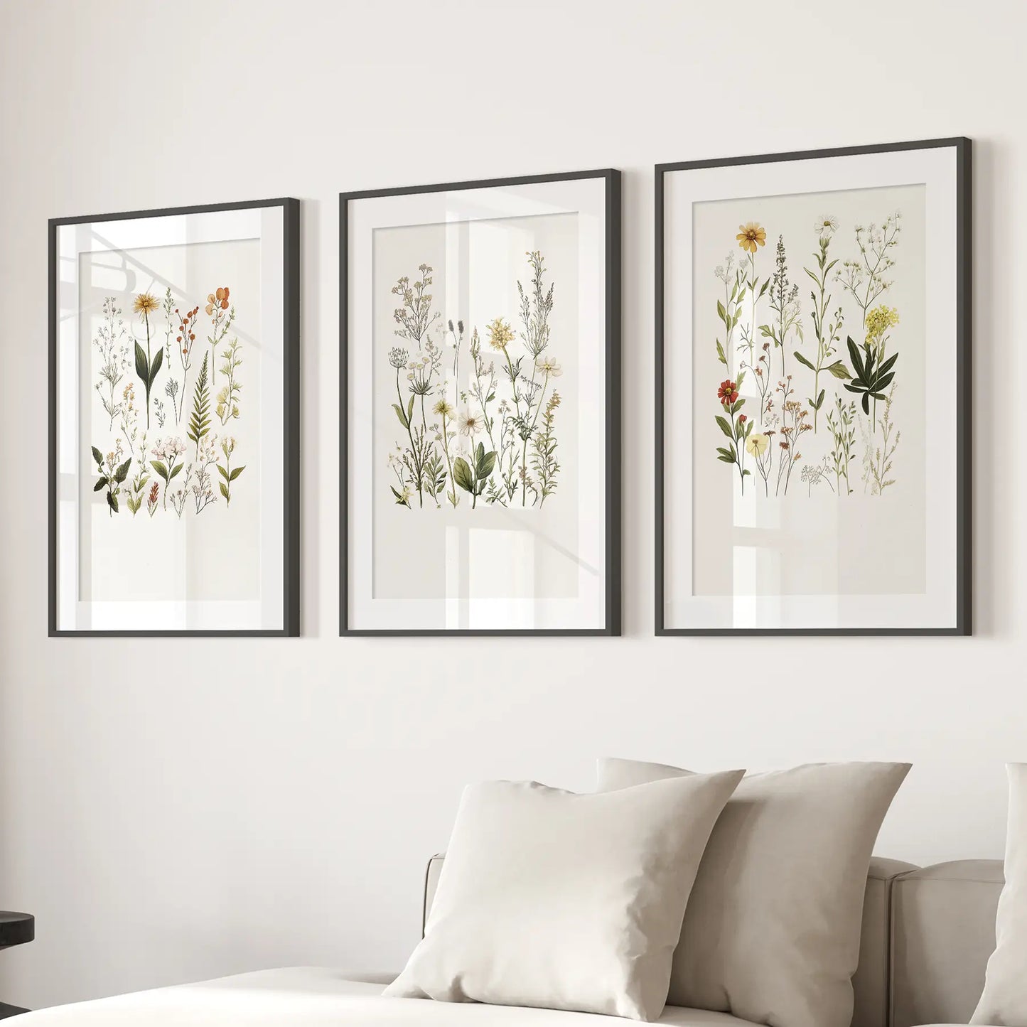 Watercolor Set of 3. Colorful Wildflower Prints