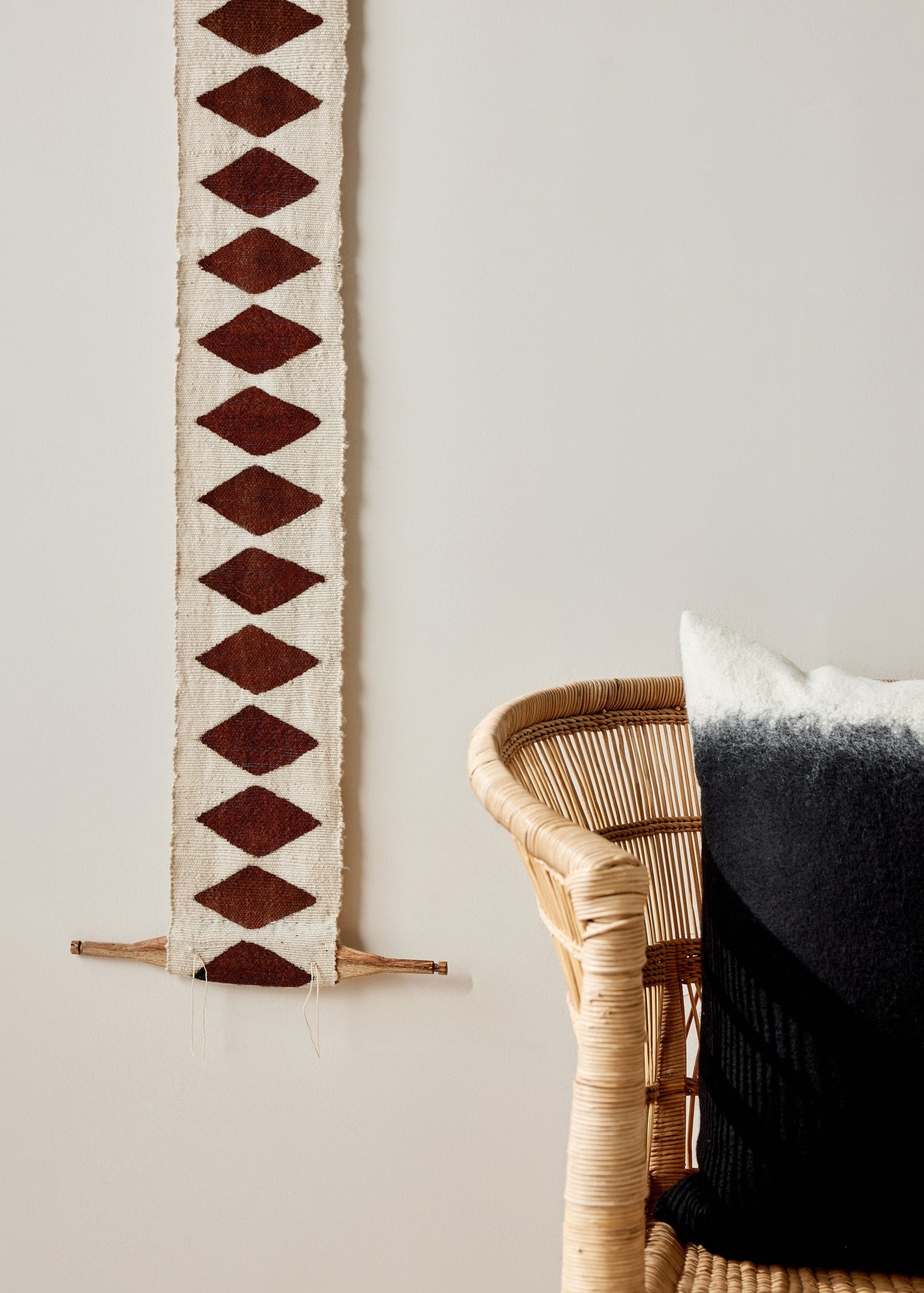 Balance Bogolan Wall Totem in White with Brown Diamonds