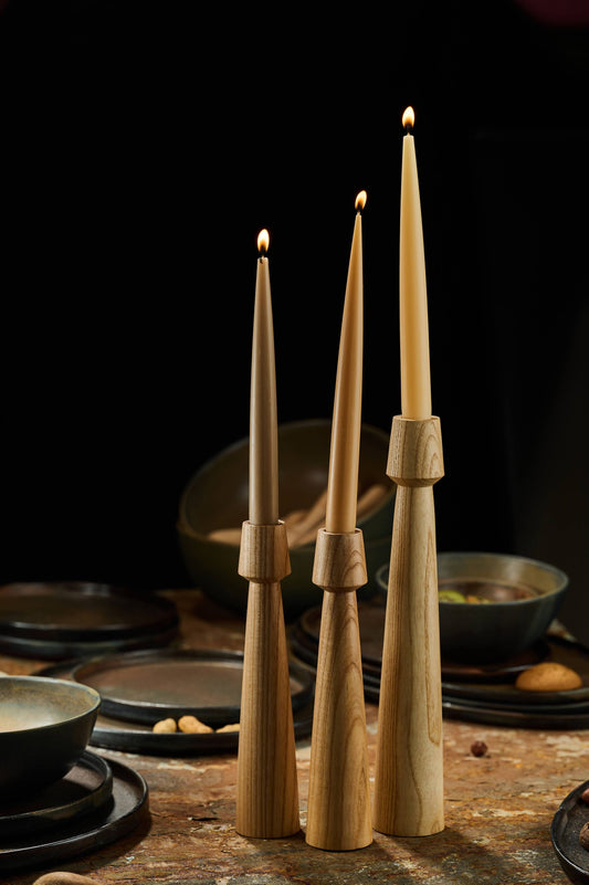 Hand-Carved Wooden Candle Holder
