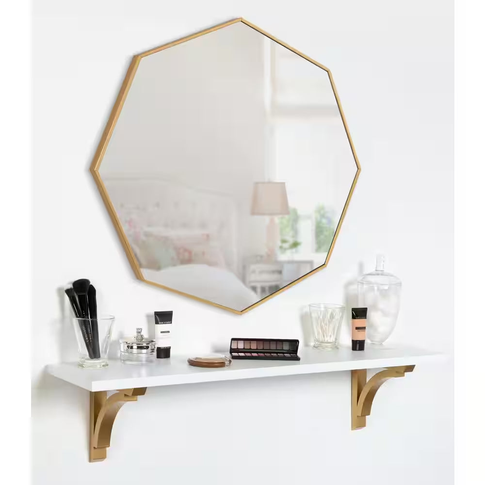 Rhodes 30 In. X 30 In. Classic Octagon Framed Gold Wall Accent Mirror