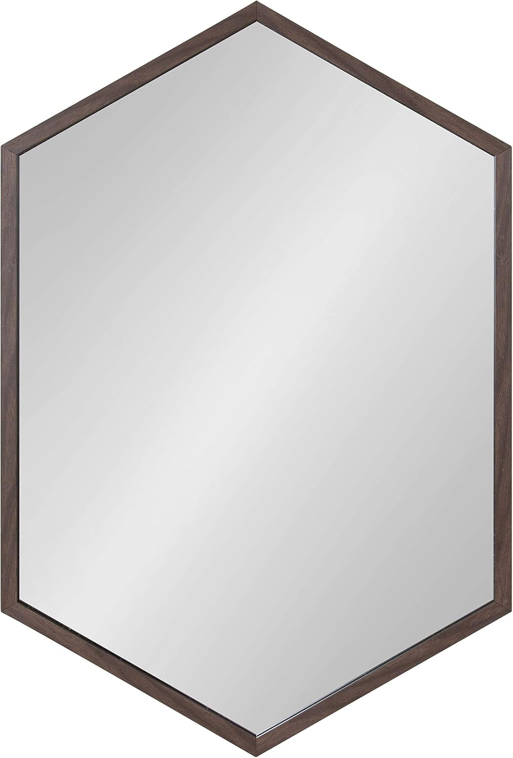 Kate and Laurel Laverty Modern Oblong Hexagon Mirror, 24 X 36, Walnut Brown, Geometric Wall Decor
