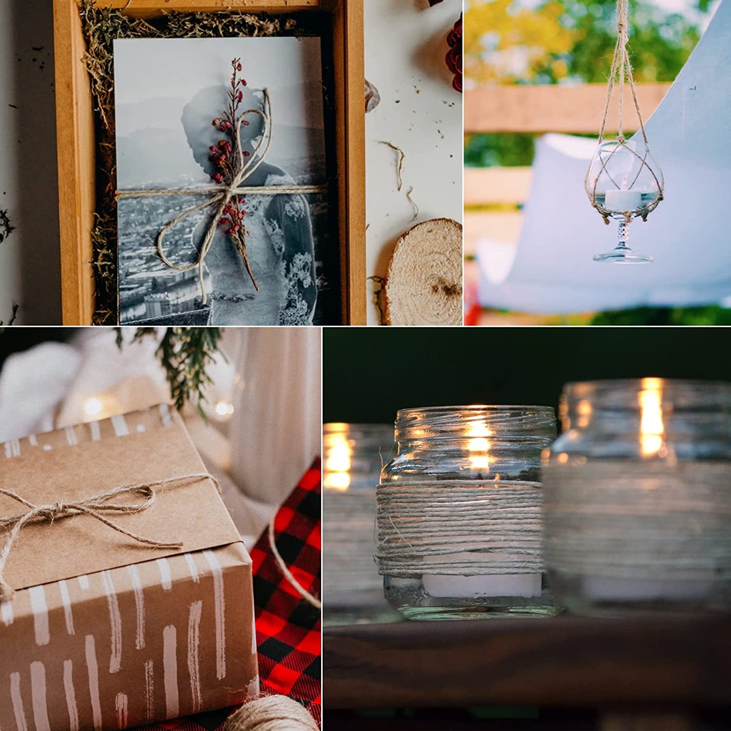 6MM Jute Rope,164Feet Strong and Heavy Duty Jute Twine, Brown Decoration Hemp Tw