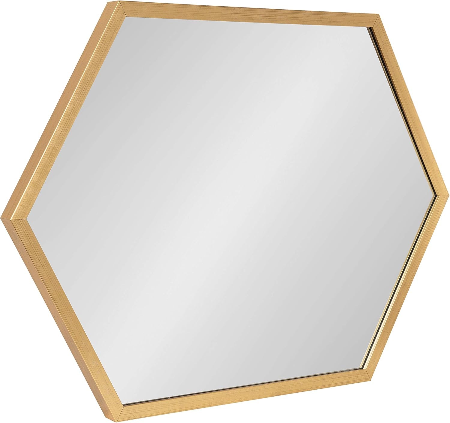 Kate and Laurel Laverty Modern Oblong Hexagon Mirror, 24 X 36, Walnut Brown, Geometric Wall Decor