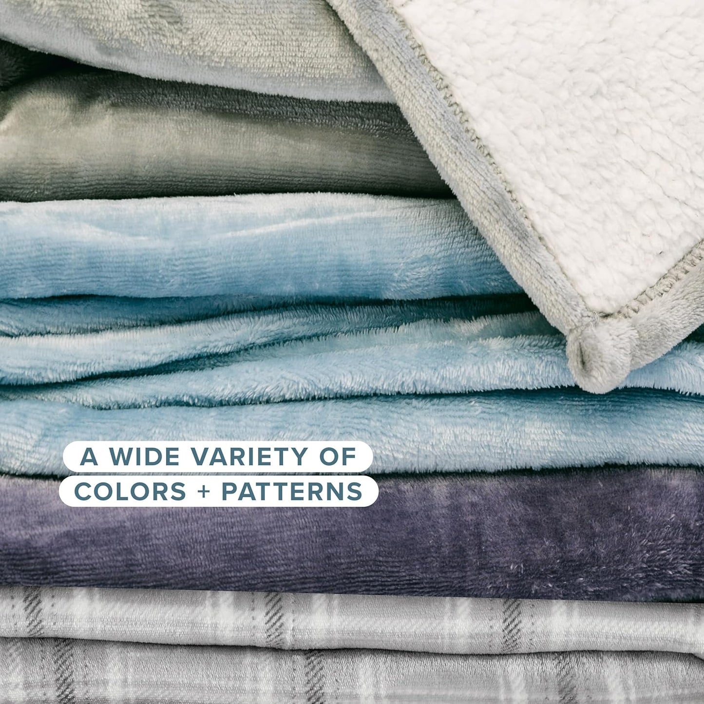 Sherpa Fleece Blanket - Throw/Travel Size - Blanket for Bed, Sofa, and Couch - Warm & Lightweight - Fluffy & Soft - Reversible (Throw/Travel, Oyster)