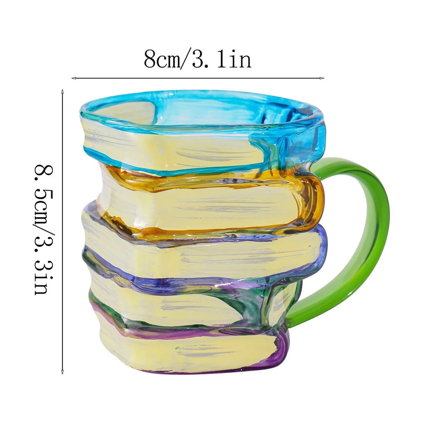 Painted Book Mug,Stackable Handmade Coffee Mugs, 3D Painted Book Mug for Hot or Cold Brews,Coffee Cup Collection Gifts for Literature Lovers