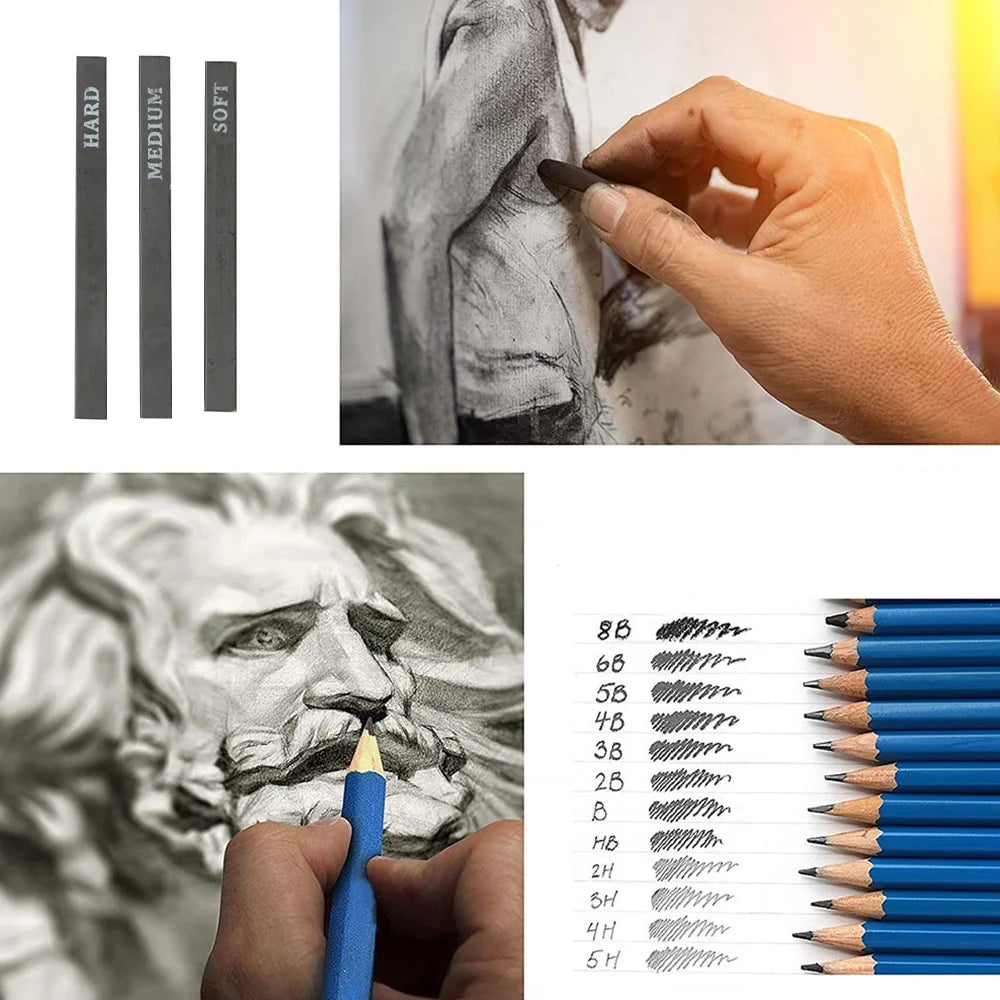 ODOMY 51 Pcs Drawing Set Sketching Kit, Pro Art Supplies Wood Pencil Sketching Pencils Art Sketch Painting Supplies for Artists Beginners Adults