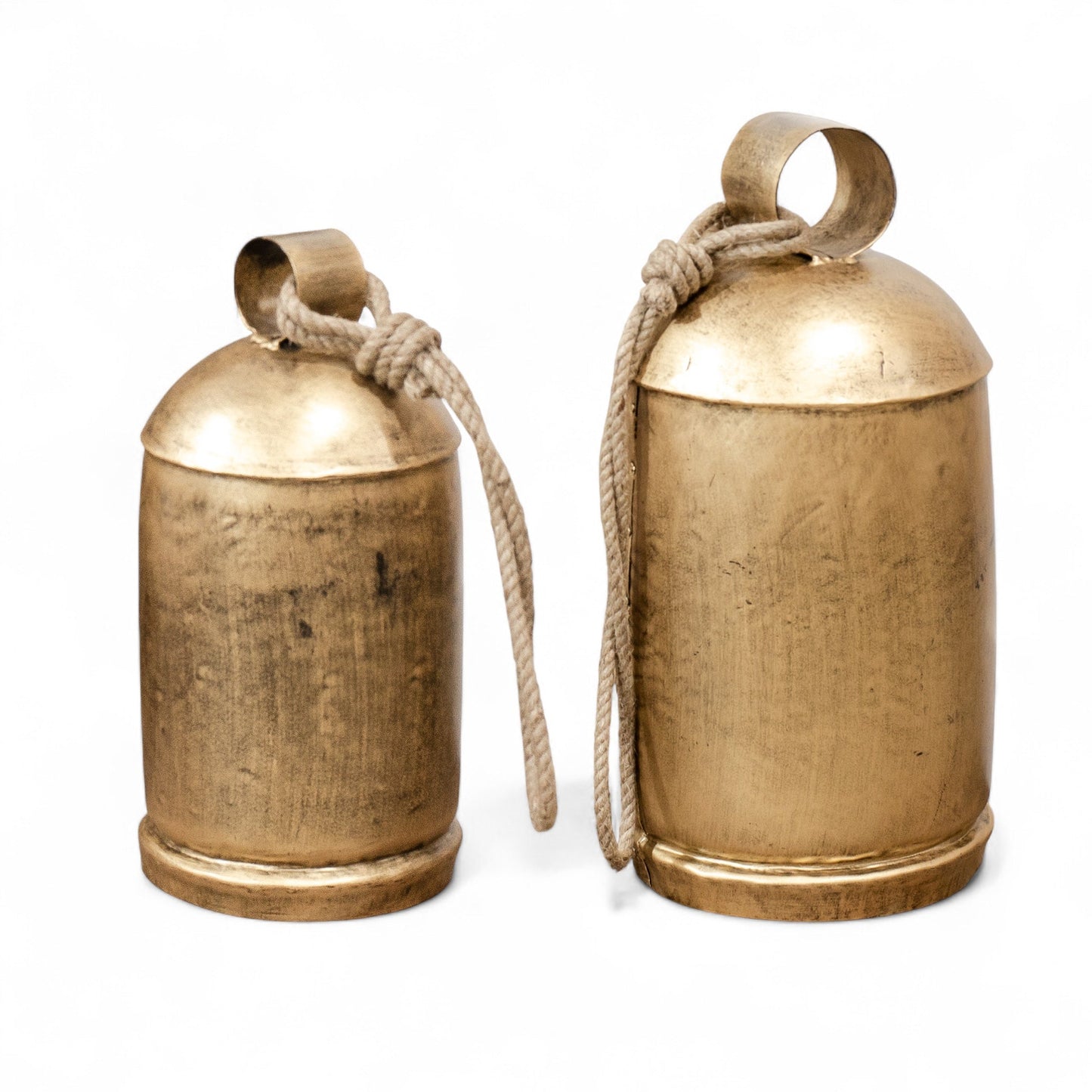 Distressed Gold Bell with Rope Hanger