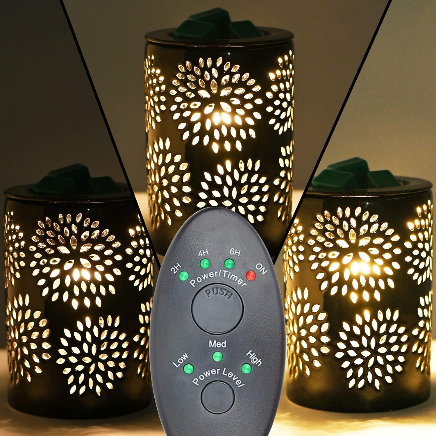 ASAWASA Ceramic Wax Melt Warmer with Timer and 1 Pc Silicone Dish,Candle Wax Warmer for Scented Wax & Essential Oils,Ideal Gift for Home Office Kitchen Long Cyan