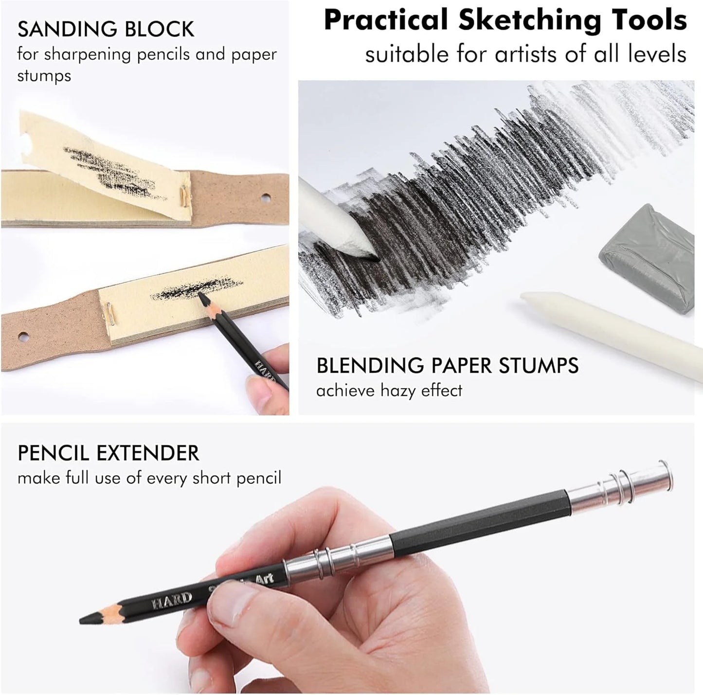 Sketching and Drawing Pencils Set, 37-Piece Professional Sketch Pencils Set in Zipper Carry Case, Drawing Kit Art Supplies with Graphite Charcoal Sticks Tool Sketch Book by