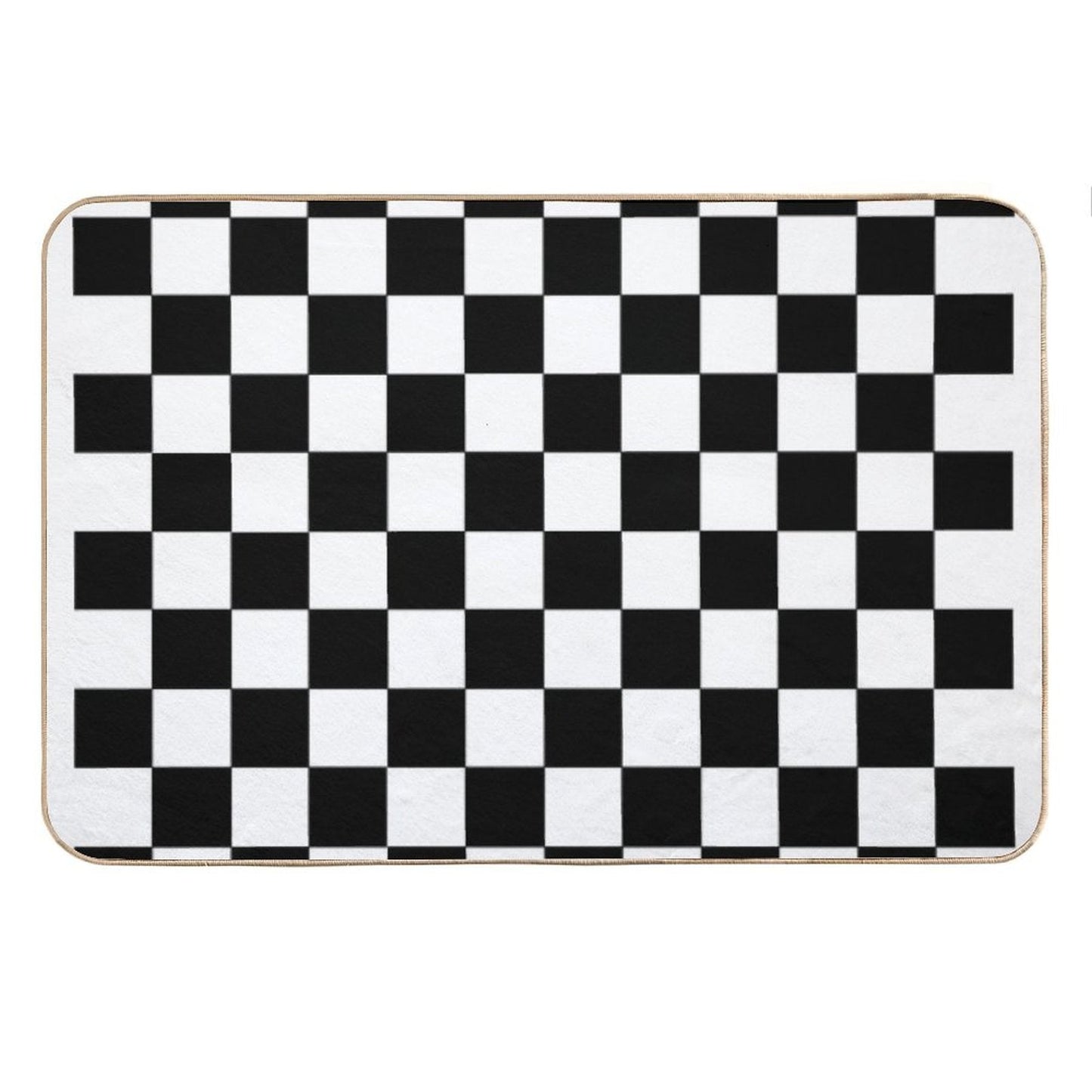 Checkered Black And White Bath Mat
