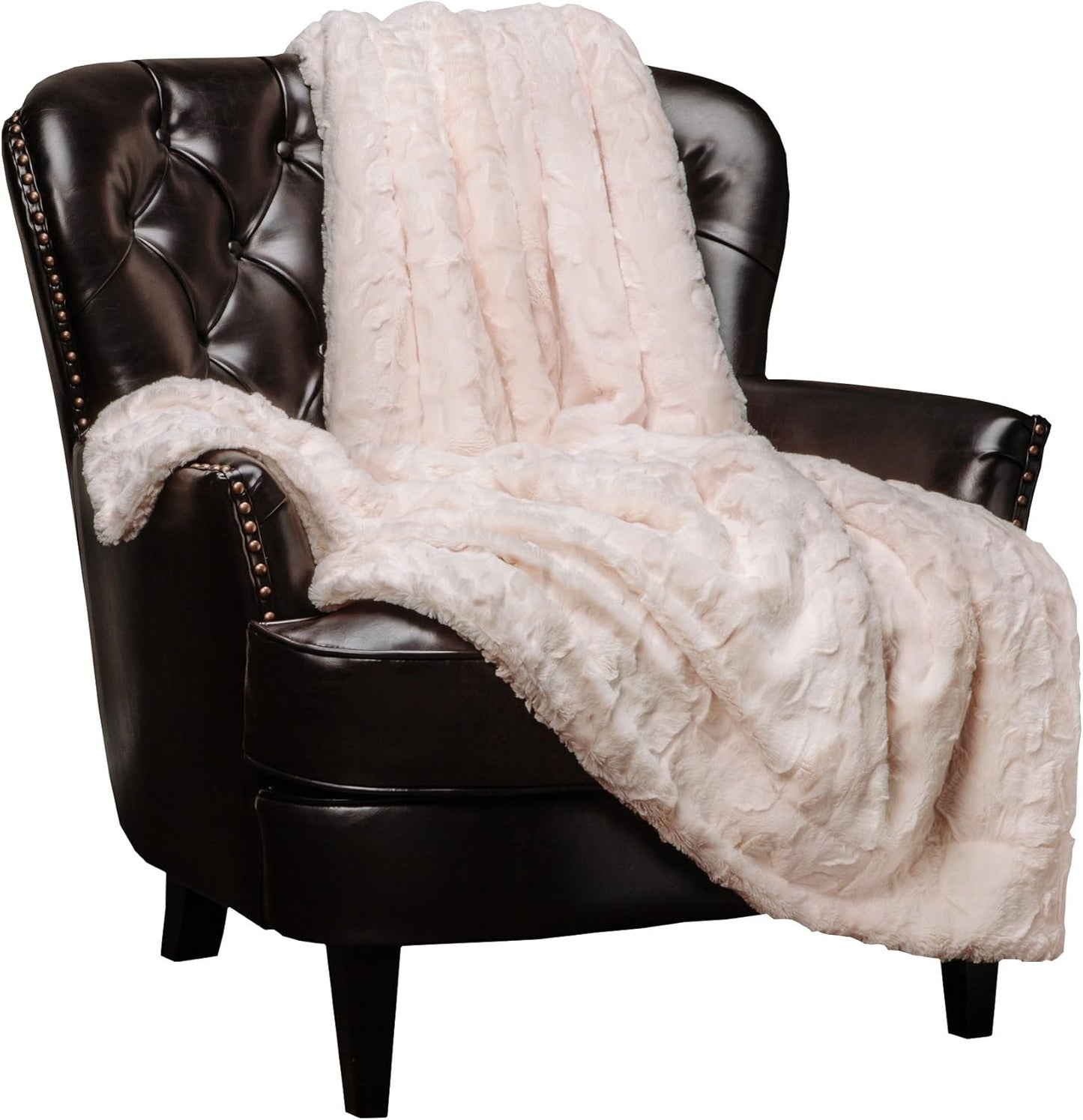Chanasya Premium Wolf Faux Fur Throw Blanket - Soft, Fuzzy Sherpa & Minky Throw Blanket - for Bed or Couch - 60" X 70” - White