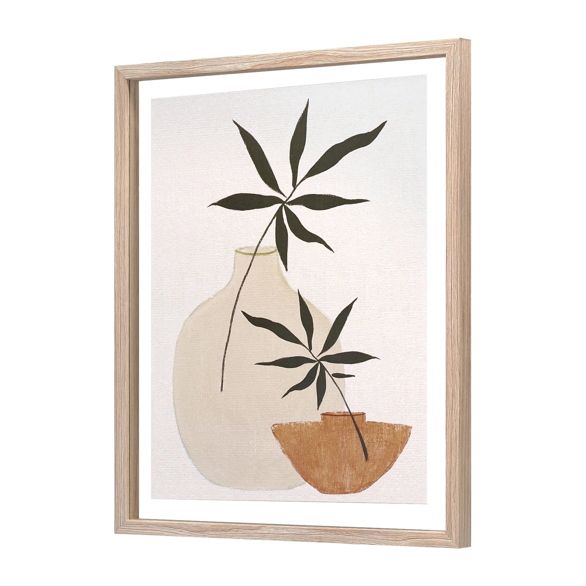 Mid-Century Modern Geometric Potted Plants, Neutrals