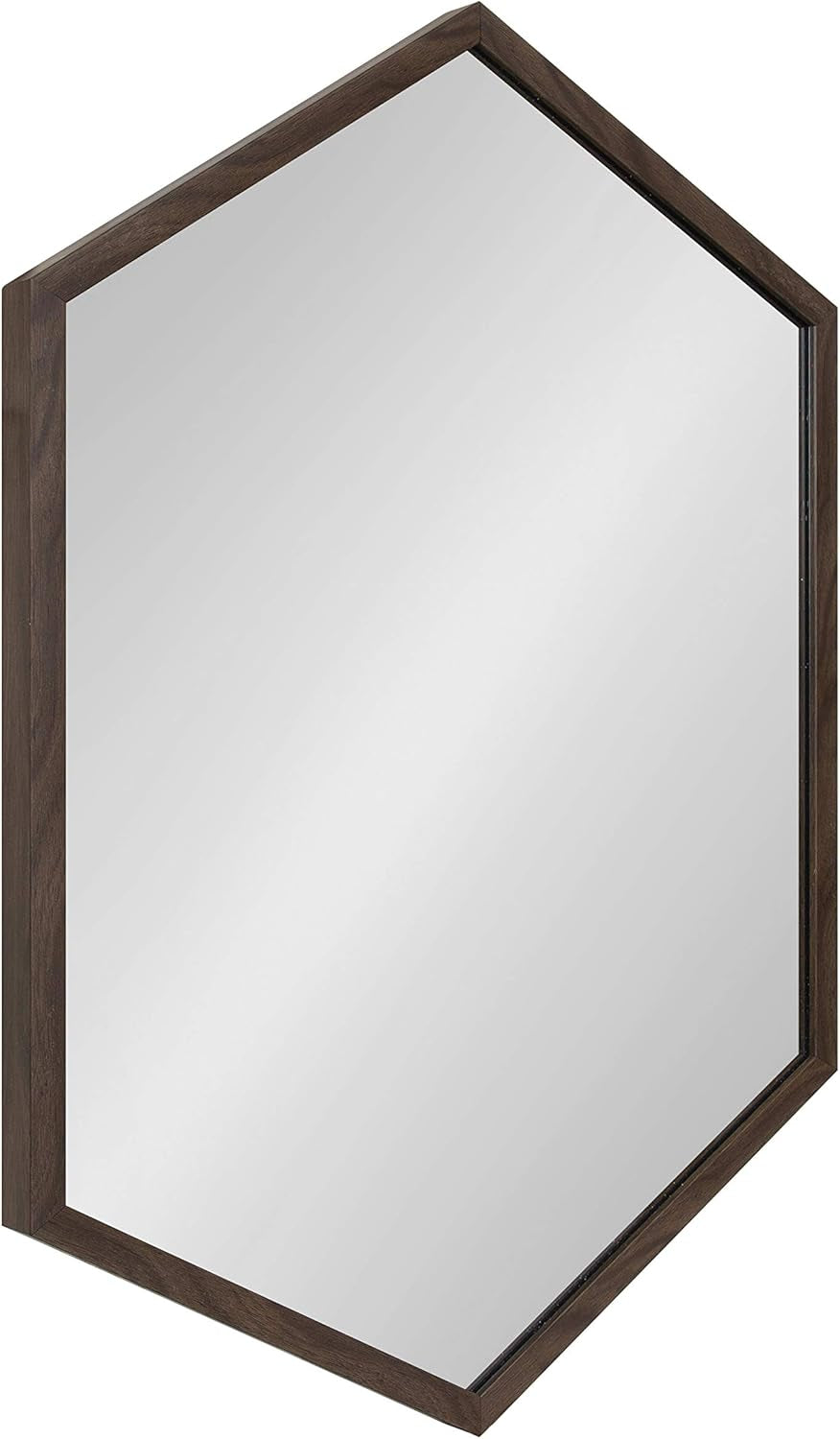 Kate and Laurel Laverty Modern Oblong Hexagon Mirror, 24 X 36, Walnut Brown, Geometric Wall Decor