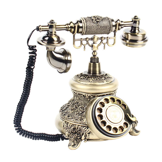 Add Vintage Charm! Functional Rotary Telephone in Bronze, Perfect Retro Decor for Living Room & Office