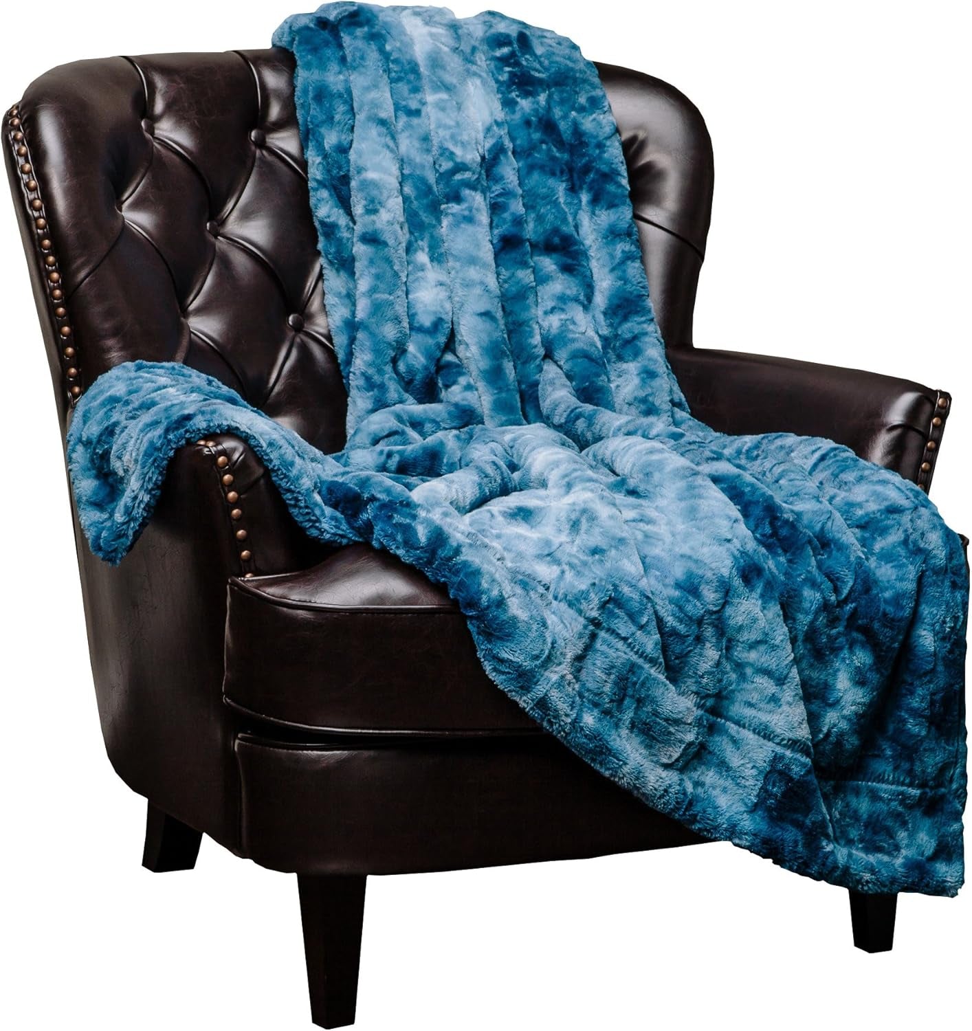 Chanasya Premium Wolf Faux Fur Throw Blanket - Soft, Fuzzy Sherpa & Minky Throw Blanket - for Bed or Couch - 60" X 70” - White