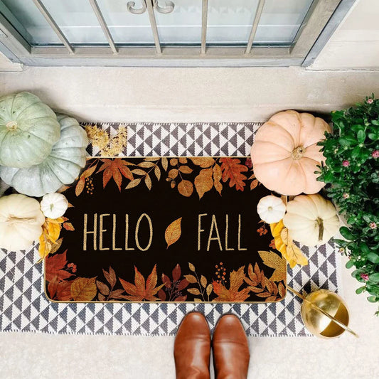 Carpet Fall Thanksgiving Decorative Door Mat Farmhouse Happy Fall Yall Doormat Autumn Buffalo Plaid Doormats Non Slip Fall Indoor Floor Mat Low Profile Entryway Rug for Autumn Holiday De