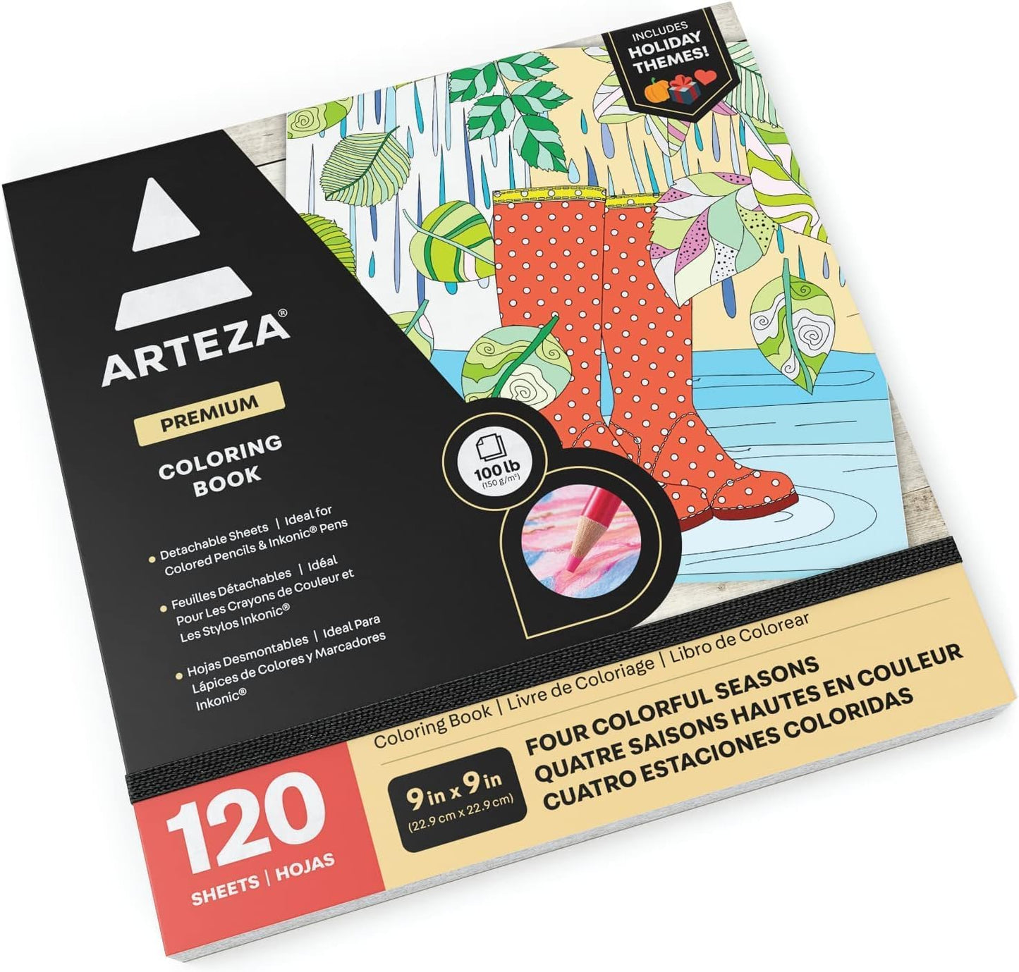 ARTEZA Adult Coloring Books, Floral & Mandala Designs, Pack of 2, 72 Sheets Each, 6.4X6.4 Inches Coloring Pages, 100 Lb Paper