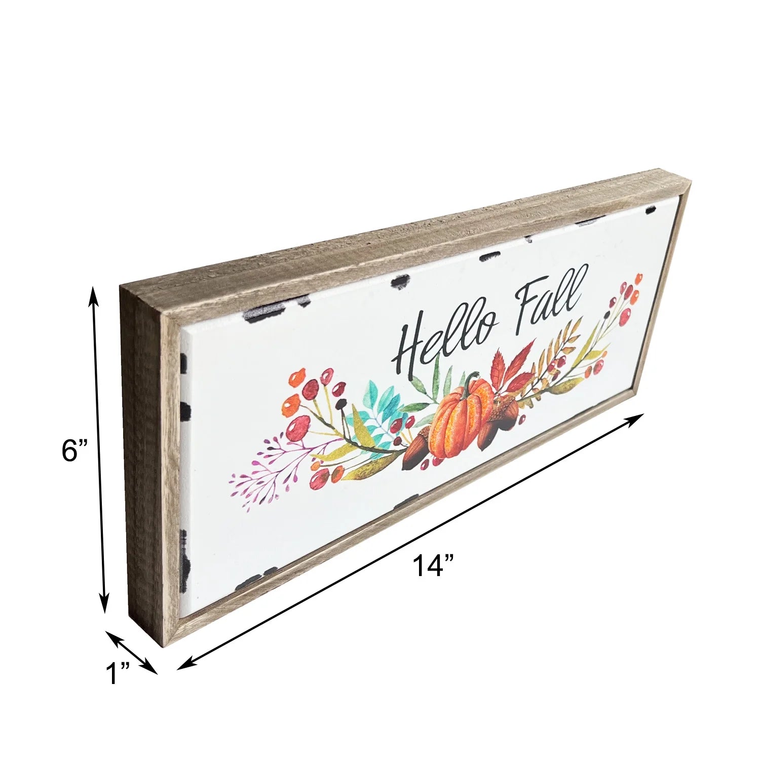 Wooden Hello Pumpkin Fall Signs Wall Decor, Farmhouse Mantel Fireplace Centerpiece Decorations