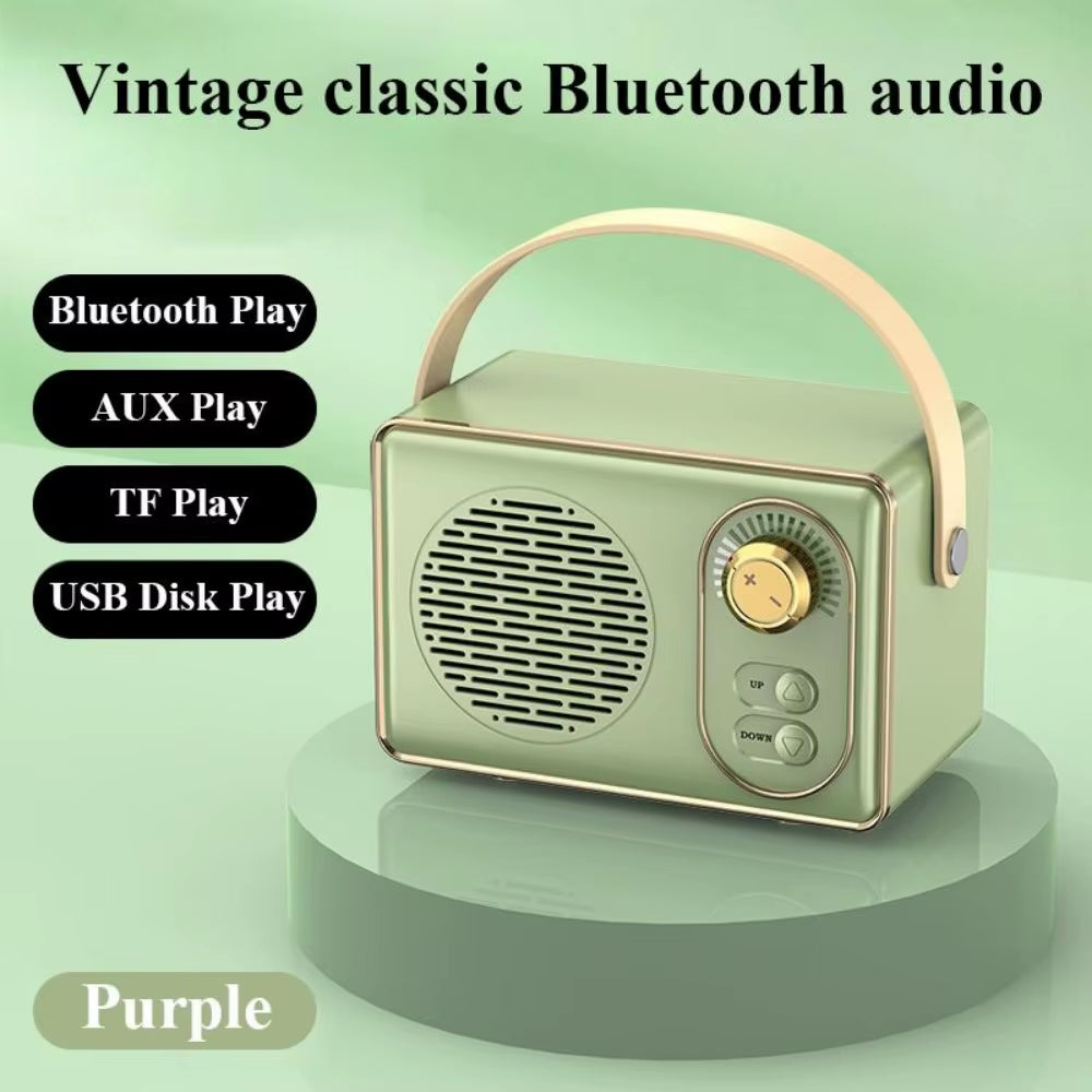 Retro Bluetooth Portable Speaker Small Wireless Stereo,Loud Volume TF Card Slot and MP3 Player for Iphone Android