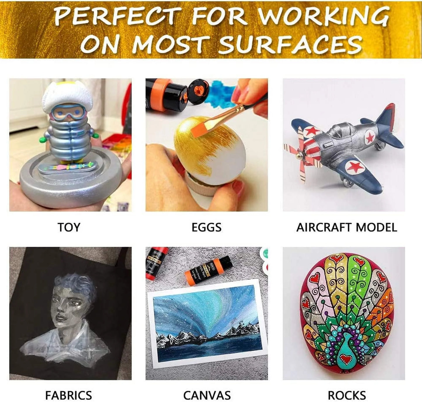 (3 Pack)  2 Oz Multi-Color Metallic Acrylic Craft Paint (24 Pieces)