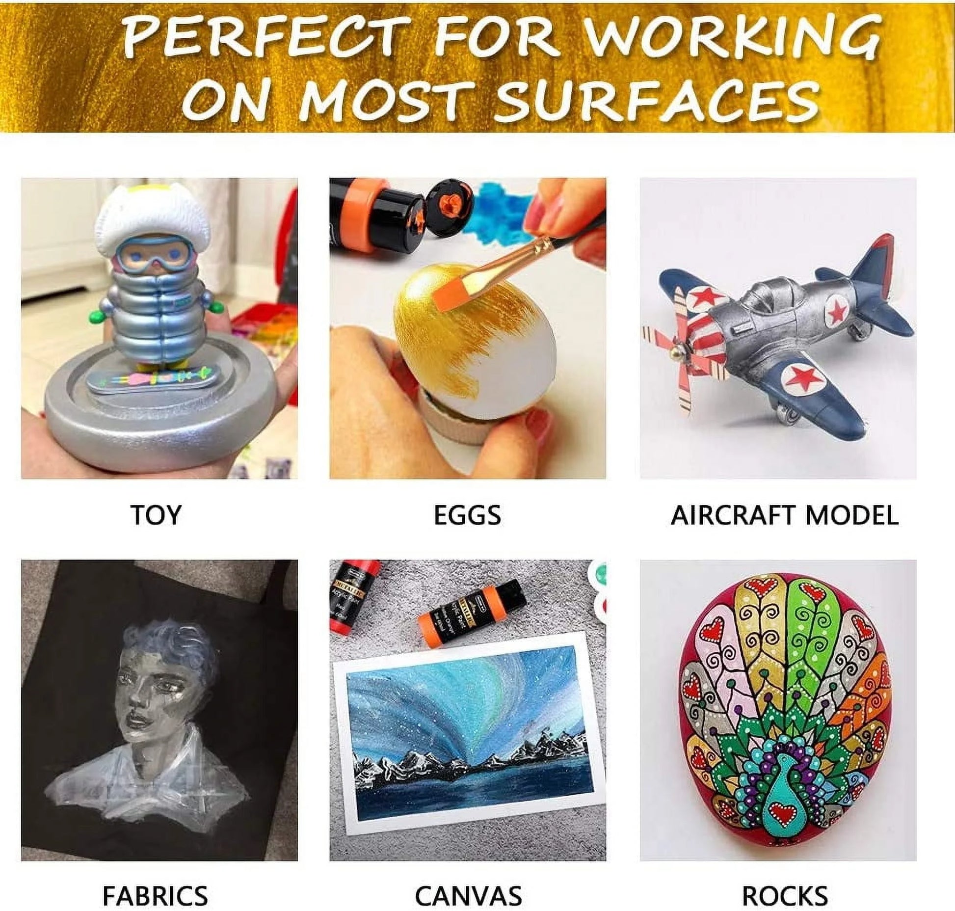 (3 Pack)  2 Oz Multi-Color Metallic Acrylic Craft Paint (24 Pieces)