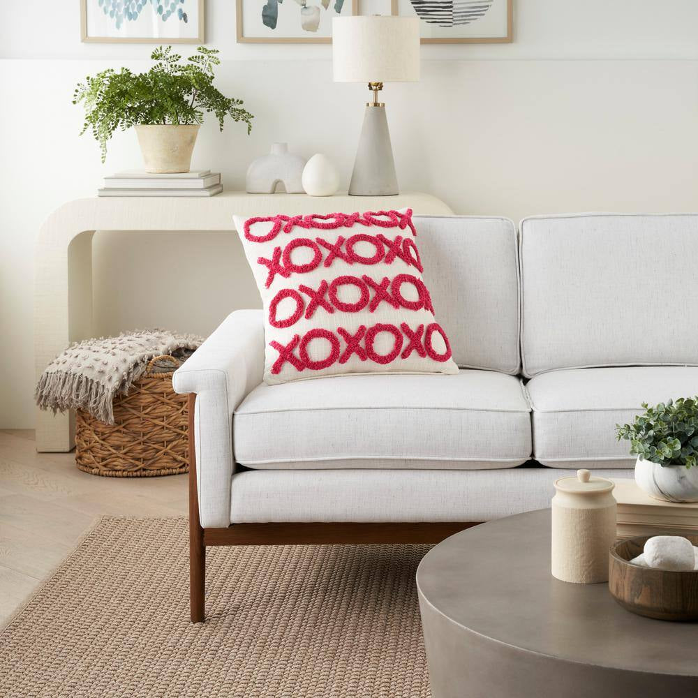 Lifestyles Hot Pink Geometric 18 In. X 18 In. Throw Pillow