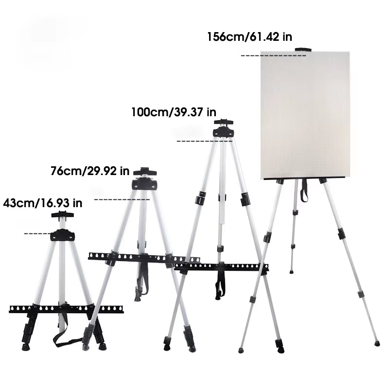 Portable Adjustable Metal Sketch Easel Sketch Drawing for Artist Art Supplies Stand Foldable Travel Easel Shelf with Bag Outdoor