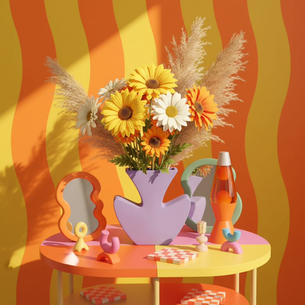 Memphis Funky Lavender Ceramic Vase