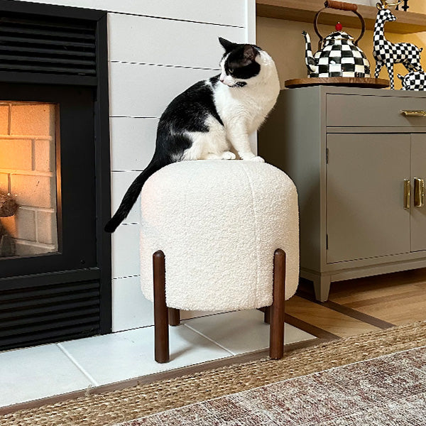 Plush Boucle Drum Ottoman