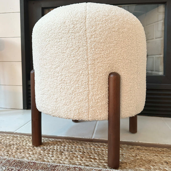 Plush Boucle Drum Ottoman