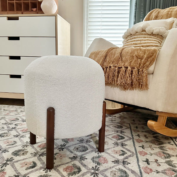 Plush Boucle Drum Ottoman