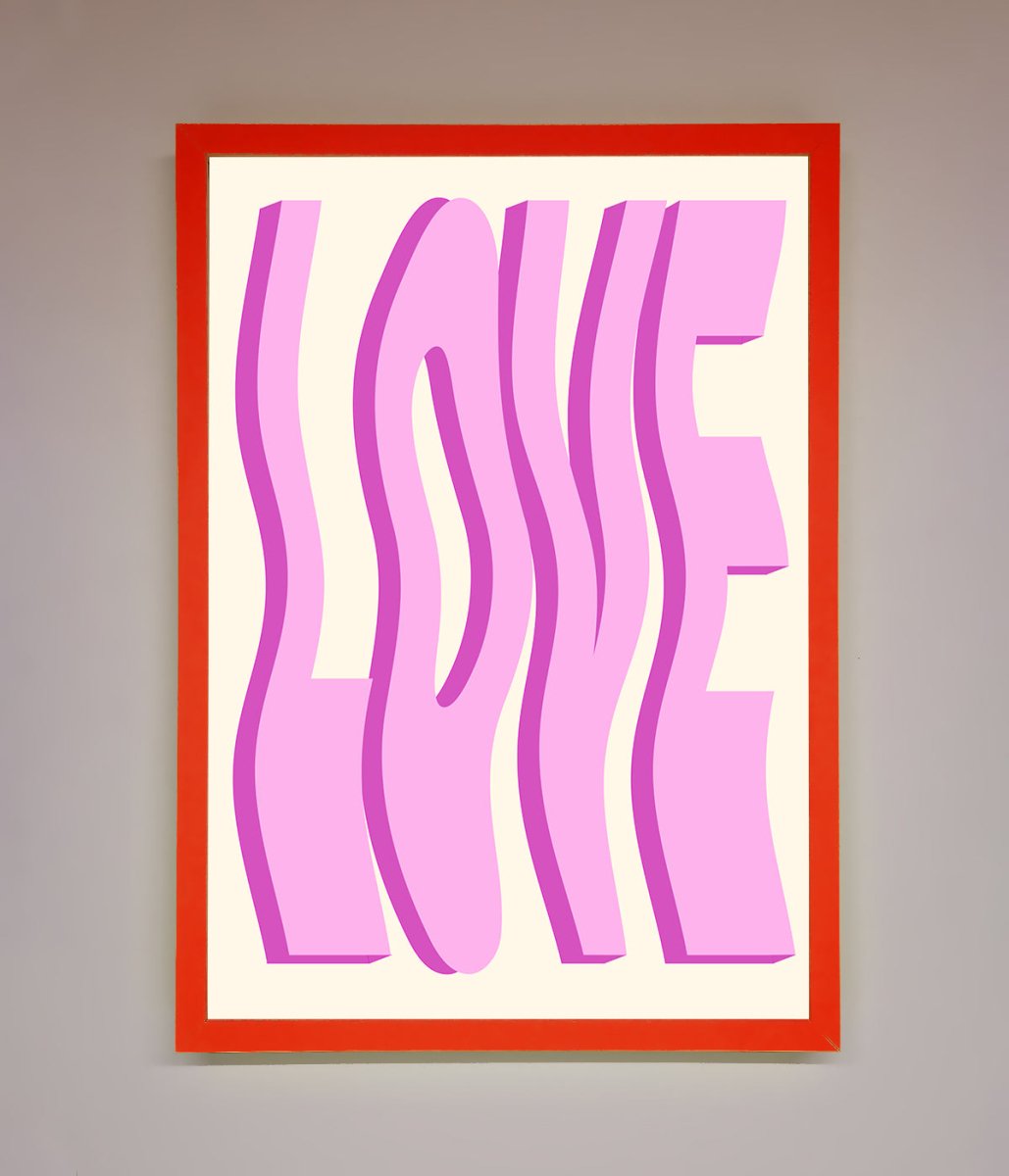 Wavy Love Pink Framed Poster-14