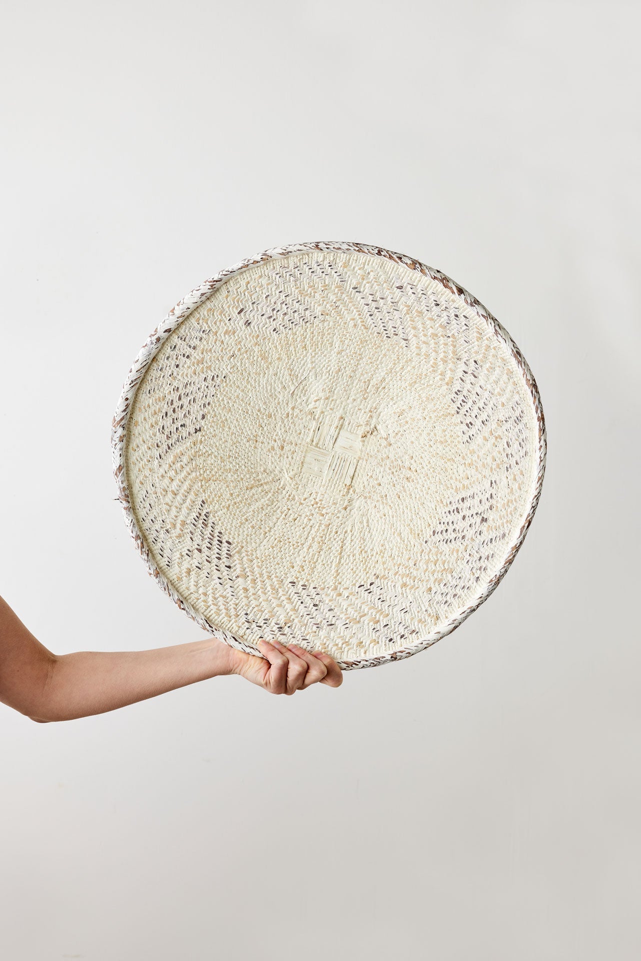 White Washed Handwoven Wall Basket